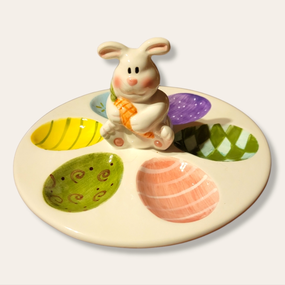 Vtg 2002 Deviled Egg Tray/Plate Easter Bunny Rabbit 6 🥚